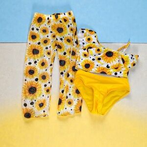 Sunflower Print Three-Piece Swim Set Girls (6Y)